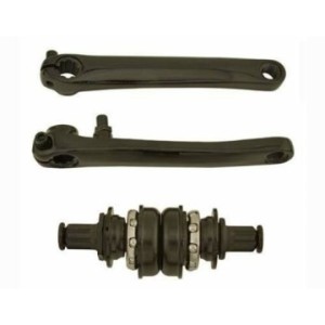 Blank BMX 3pc Cromoly Crank Set With Sealed Mid Bottom Bracket – 175mm, Black
